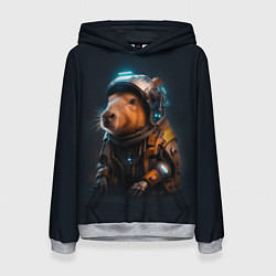 Толстовка-худи женская Cool capybara - cyberpunk - neural network, цвет: 3D-меланж
