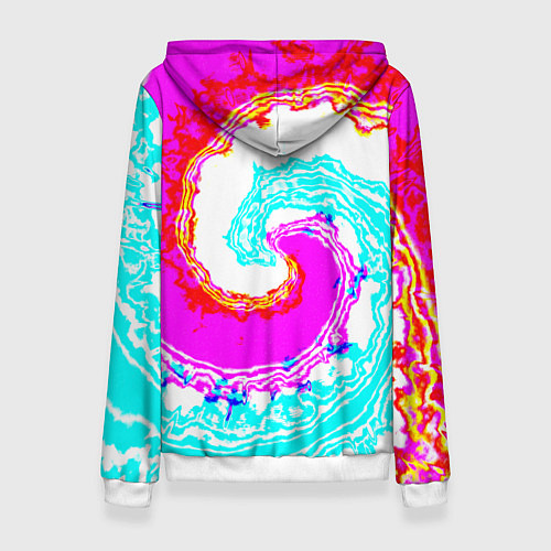 Женская толстовка Тай-дай бирюзово-розовый / 3D-Белый – фото 2