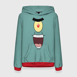 Толстовка-худи женская Планктон злодей, цвет: 3D-красный