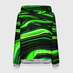 Толстовка-худи женская Зеленые объемные элементы, цвет: 3D-меланж
