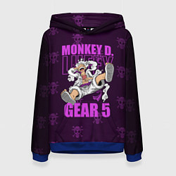 Толстовка-худи женская Ван пис - Луффи фиолетовый, цвет: 3D-синий