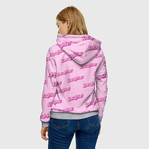 Женская толстовка Дочь в стиле барби - розовый паттерн / 3D-Меланж – фото 4
