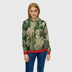 Толстовка-худи женская Поле кактусов, цвет: 3D-красный — фото 2