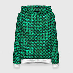 Толстовка-худи женская Кожа изумрудного дракона, цвет: 3D-белый