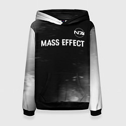 Толстовка-худи женская Mass Effect glitch на темном фоне: символ сверху, цвет: 3D-черный