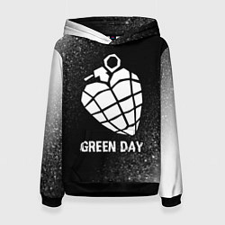 Толстовка-худи женская Green Day glitch на темном фоне, цвет: 3D-черный