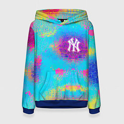 Толстовка-худи женская New York Yankees - baseball team - logo, цвет: 3D-синий