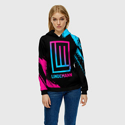 Толстовка-худи женская Lindemann - neon gradient, цвет: 3D-черный — фото 2