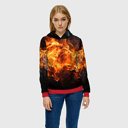 Толстовка-худи женская Black fire style, цвет: 3D-красный — фото 2