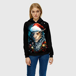 Толстовка-худи женская Дракон в шапке Санты, цвет: 3D-черный — фото 2