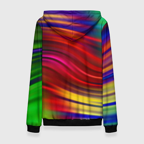 Женская толстовка Разноцветный абстрактный узор волны / 3D-Черный – фото 2