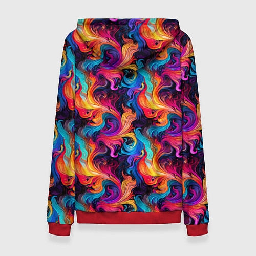 Женская толстовка Разноцветные разные волны разводы / 3D-Красный – фото 2