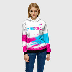 Толстовка-худи женская Evanescence neon gradient style: символ сверху, цвет: 3D-черный — фото 2