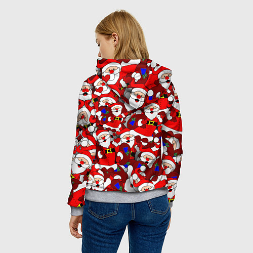 Женская толстовка Новогодний паттерн с дедами морозами / 3D-Меланж – фото 4