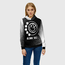 Толстовка-худи женская Blink 182 glitch на темном фоне, цвет: 3D-черный — фото 2