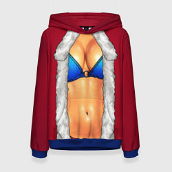 Толстовка-худи женская Красный костюм снегурочки с грудью, цвет: 3D-синий