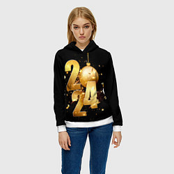 Толстовка-худи женская Новый 2024 год, цвет: 3D-белый — фото 2