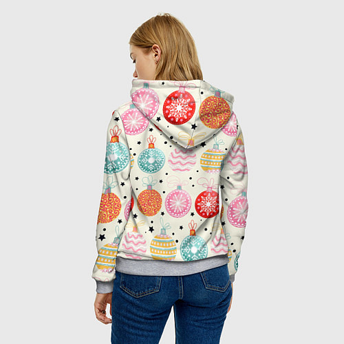 Женская толстовка Разноцветные новогодние шары / 3D-Меланж – фото 4