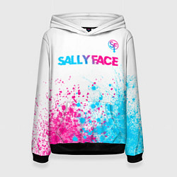 Женская толстовка Sally Face neon gradient style: символ сверху