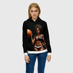 Толстовка-худи женская Девушка с баскетбольным мячом, цвет: 3D-белый — фото 2