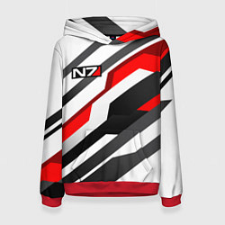 Толстовка-худи женская Mass effect - white uniform n7, цвет: 3D-красный