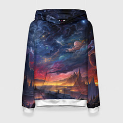 Толстовка-худи женская Звездные Миры, цвет: 3D-белый