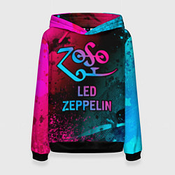 Толстовка-худи женская Led Zeppelin - neon gradient, цвет: 3D-черный