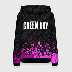 Толстовка-худи женская Green Day rock legends посередине, цвет: 3D-черный