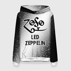 Толстовка-худи женская Led Zeppelin glitch на светлом фоне, цвет: 3D-белый
