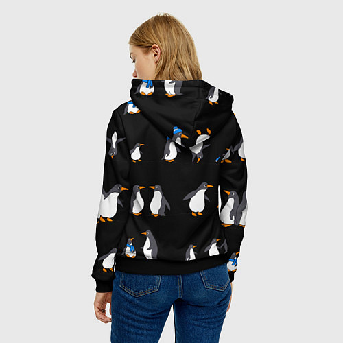 Женская толстовка Веселая семья пингвинов / 3D-Черный – фото 4
