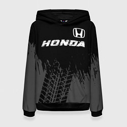 Женская толстовка Honda speed на темном фоне со следами шин посереди
