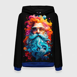 Толстовка-худи женская Санта Клаус разноцветный, цвет: 3D-синий
