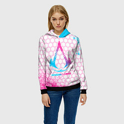 Толстовка-худи женская Assassins Creed neon gradient style, цвет: 3D-черный — фото 2
