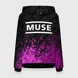 Толстовка-худи женская Muse rock legends посередине, цвет: 3D-черный