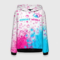 Толстовка-худи женская Great Wall neon gradient style посередине, цвет: 3D-черный