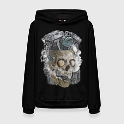 Толстовка-худи женская Skull engine, цвет: 3D-черный
