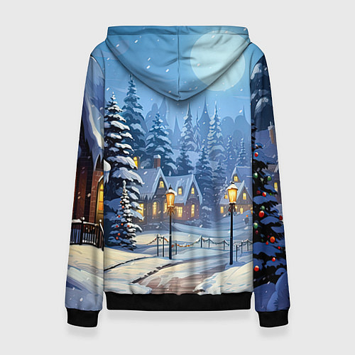 Женская толстовка Новогодний зимний городок / 3D-Черный – фото 2