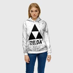 Толстовка-худи женская Zelda glitch на светлом фоне, цвет: 3D-белый — фото 2