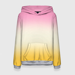 Толстовка-худи женская Розовый бежевый желтый градиент, цвет: 3D-меланж