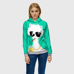 Толстовка-худи женская Лама - альпака на чиле, цвет: 3D-меланж — фото 2