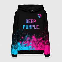 Толстовка-худи женская Deep Purple - neon gradient посередине, цвет: 3D-черный