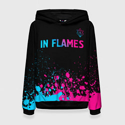 Толстовка-худи женская In Flames - neon gradient посередине, цвет: 3D-черный