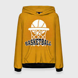 Толстовка-худи женская Basketball - кольцо и мяч, цвет: 3D-черный
