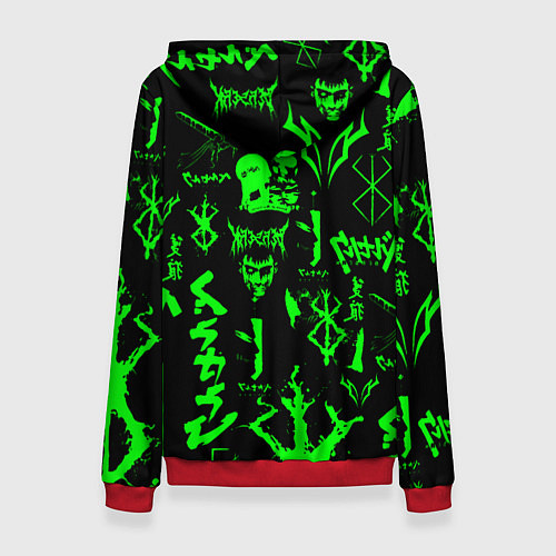 Женская толстовка Berserk neon green / 3D-Красный – фото 2