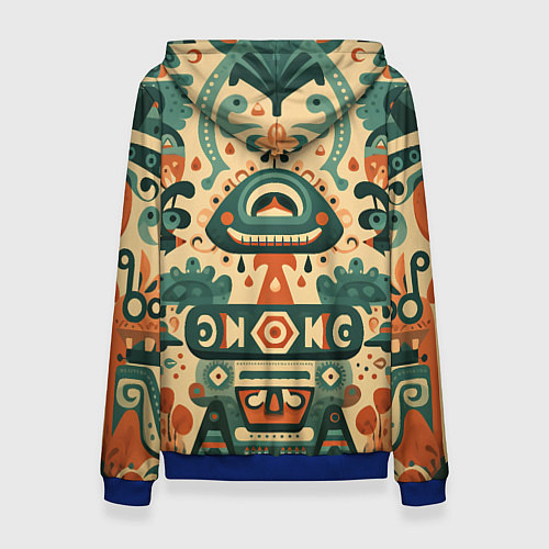 Женская толстовка Абстрактный узор в мексиканском фолк-арт стиле / 3D-Синий – фото 2