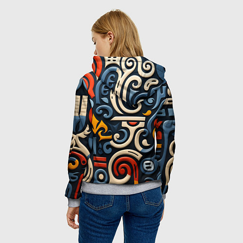 Женская толстовка Абстрактный цветной паттерн в славянском стиле / 3D-Меланж – фото 4