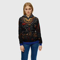 Толстовка-худи женская Абстрактный узор в славянской стилистике, цвет: 3D-синий — фото 2