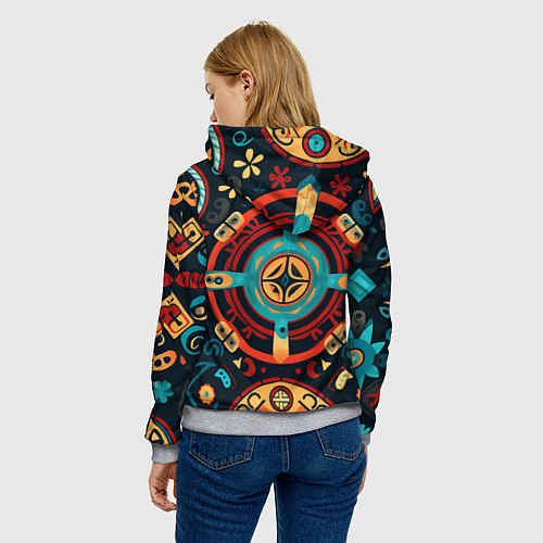 Женская толстовка Симметричный орнамент в славянском стиле / 3D-Меланж – фото 4
