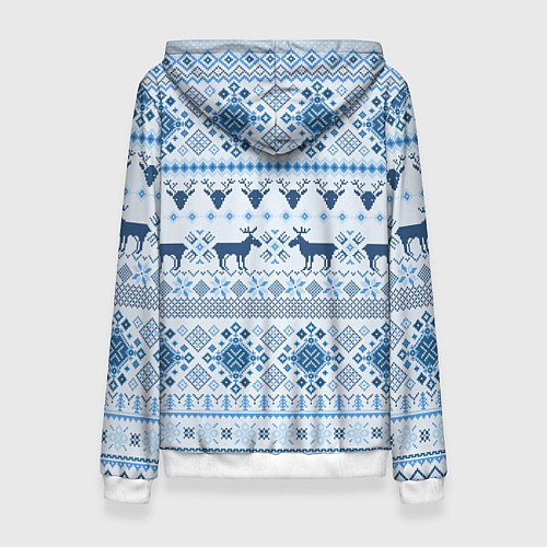 Женская толстовка Blue sweater with reindeer / 3D-Белый – фото 2