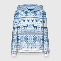 Женская толстовка Blue sweater with reindeer